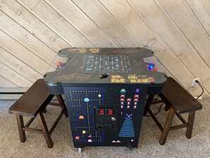 Just in case the weather keeps you indoors we have a Pac-Man / Galaga table.