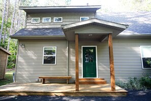 Side door with covered entry