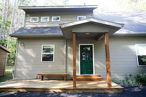 Side door with covered entry