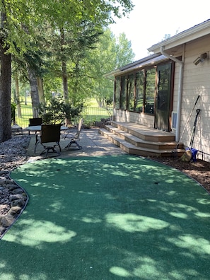 Putting green on patio