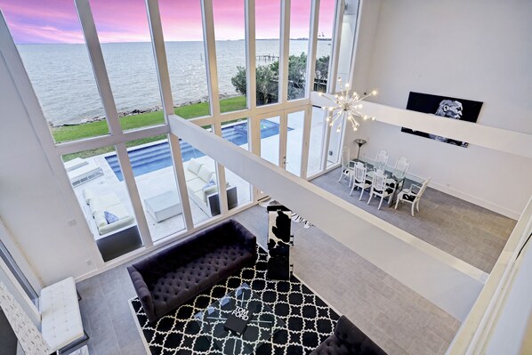 Aerial view of living room from upstairs bedrooms