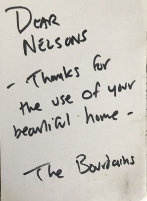 Thank you note from famous chef Anthony Bourdain