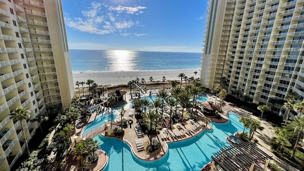 View of pool and gulf