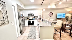 Updated kitchen with views of gulf