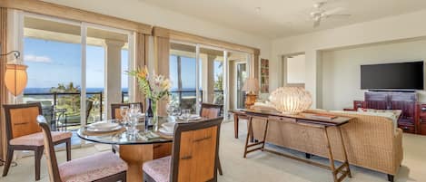 Elegant open floor plan great room with ocean views.