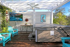 Back Patio with Hot Tub and TV