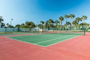 Palm Tree Lined Tennis Courts  The Islander