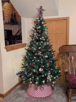 Holiday decorations are typically displayed from November through early January.