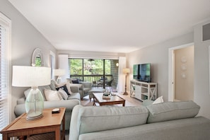 Enjoy a large smart tv and an open porch overlooking the 11-mile lagoon.