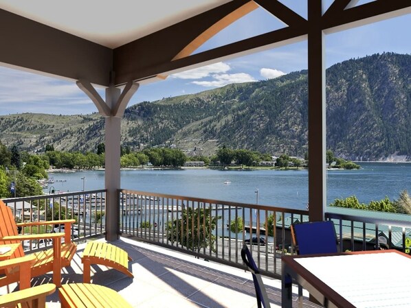 This is the view of Manson Bay on Lake Chelan from the upper floor decks!