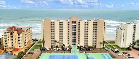 Aerial view of The Shores Club condominium