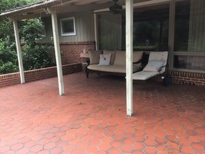 Covered patio with outdoor furniture