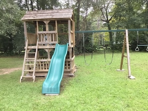 The kids will love this play set in the backyard