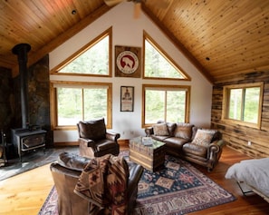 Upstairs living room with fireplace