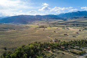 Aerial view of home and surrounding area