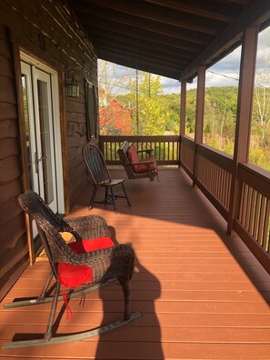 The front porch is a great place to enjoy a cup of coffee or a glass of wine.  