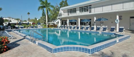 Heated pool just feet away from your front door!