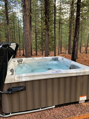 Private hot tub in the forest