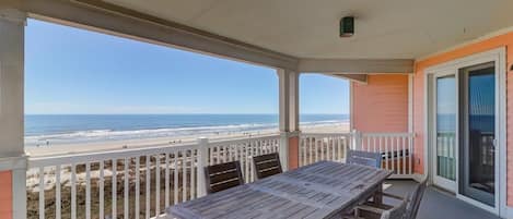 Oceanfront Covered Porch with Panoramic Views