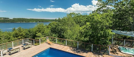 Salt water pool overlooking the Kennebec River