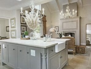 Centre kitchen island . The heart of the open plan living, dining rooms.