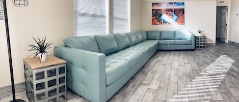 Top grain leather sectional