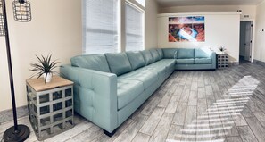Top grain leather sectional