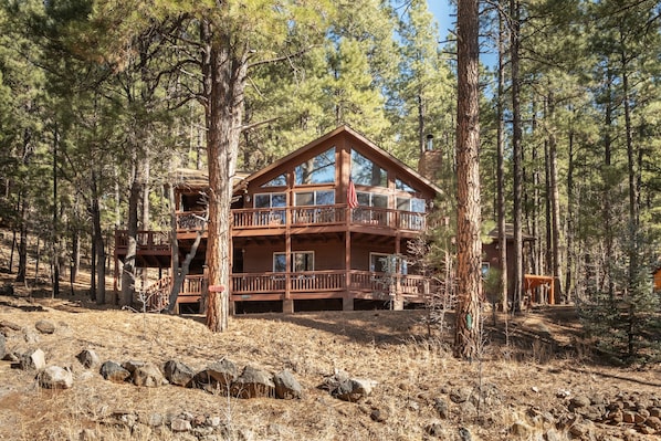 Huge family cabin surrounded by pines on almost an acre lot- stunning views!