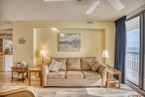 Living Room and Ocean Front Balcony 