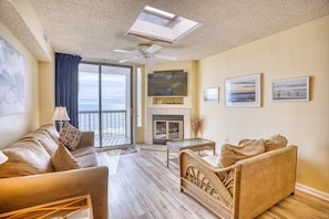 Living Room and Ocean Front Balcony 