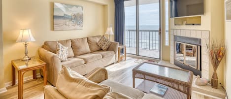 Living Room and Ocean Front Balcony 