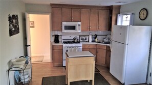 Kitchen area--modern features throughout 