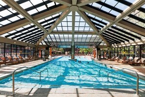 indoor/outdoor pool with door that closes as needed. 