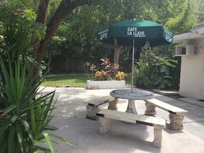 Our lovely backyard is a shared outdoor space that is enjoyed by all otherguests