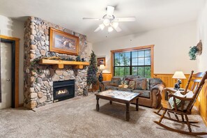 Cabin Two  Living Room-Seasonal Fireplace