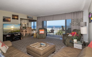 Large living area with L couch