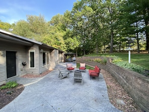 Patio and deck with fire pit