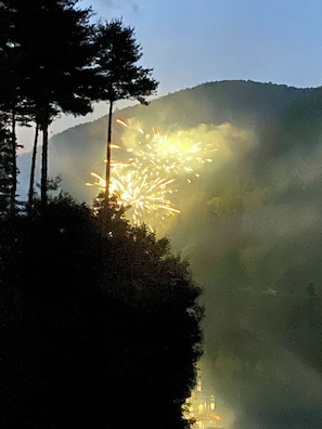 Watch the July 4 fireworks from the back deck or nearby lake beach.
