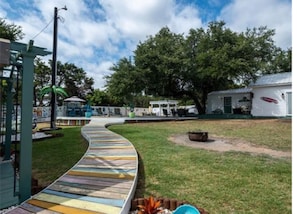 Boardwalk to pool deck