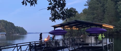 Solar lights make for a relaxing waterside evening 