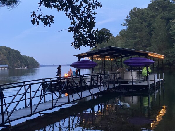 Solar lights make for a relaxing waterside evening 