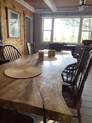 Live edge table in the dining room