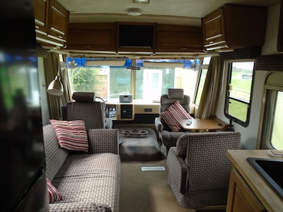 american winnebago camper with hot tub