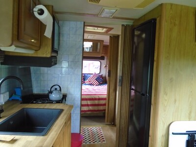 american winnebago camper with hot tub