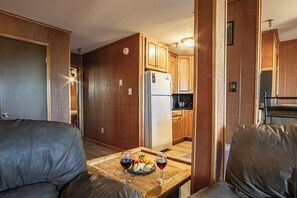 View from the living room to the kitchen.