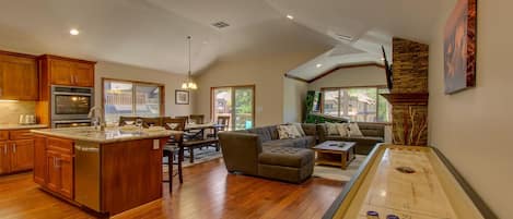 Living. kitchen, and dining area