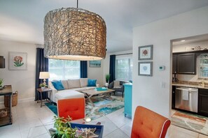 Dining room, kitchen, living room