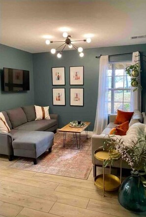Quaint living room with smart TV