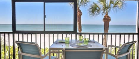 Beachfront Balcony, with Dining Table, Incredible Views of the Gulf, and the Absolutely Perfect Place for Sunset Views