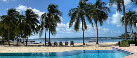 Our pool and hot tub overlook the gorgeous Caribbean Sea 